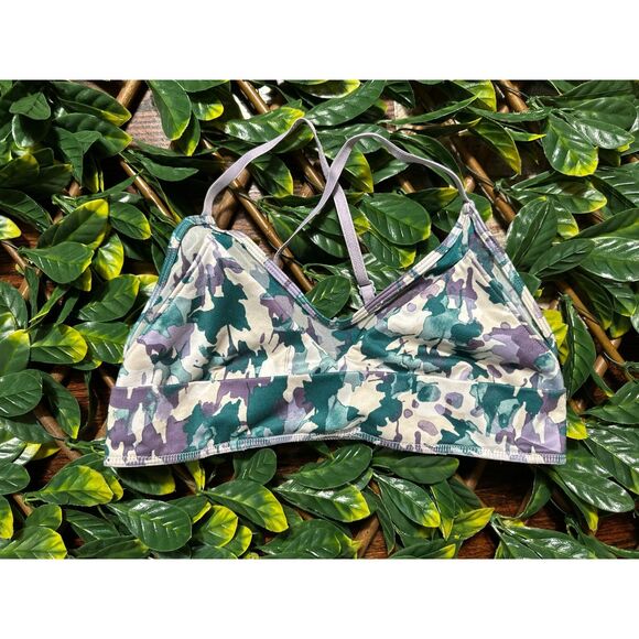 Joy Lab Purple White Green Cross Back Sports Bra Size Medium - Picture 1 of 4